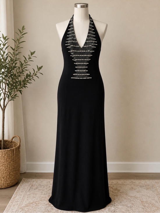 Basix Ii Dresses & Skirts - NWT Basix II Black Beaded Halter Evening Gown Maxi Dress Size 8